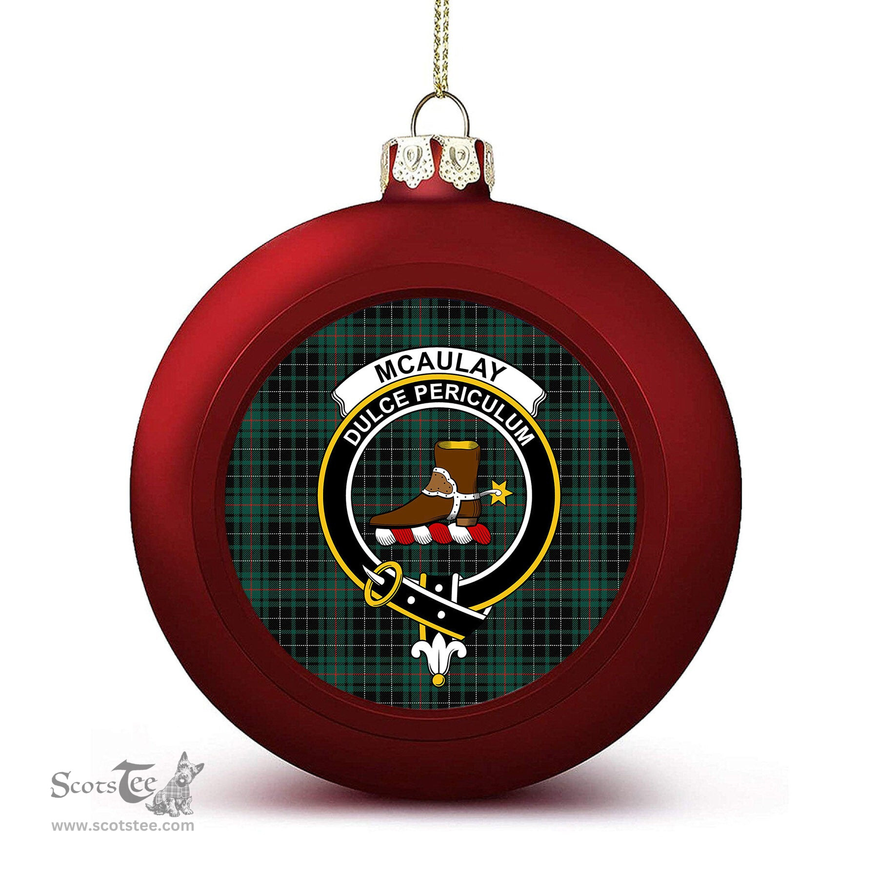 ScotsTee Shop Scottish McAulay Hunting Modern Crest Tartan Christmas Ball Ornament