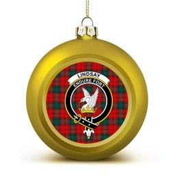ScotsTee Shop Scottish Lindsay Black lines Modern Crest Tartan Christmas Ball Ornament