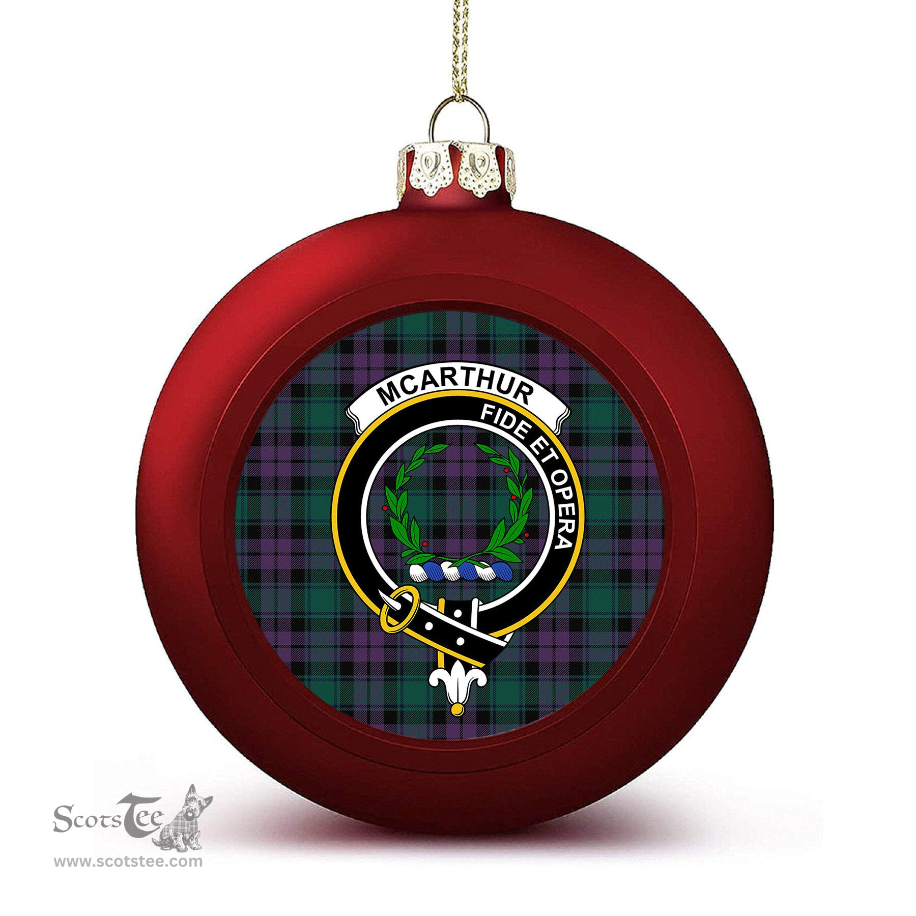ScotsTee Shop Scottish McArthur of Milton Modern Crest Tartan Christmas Ball Ornament