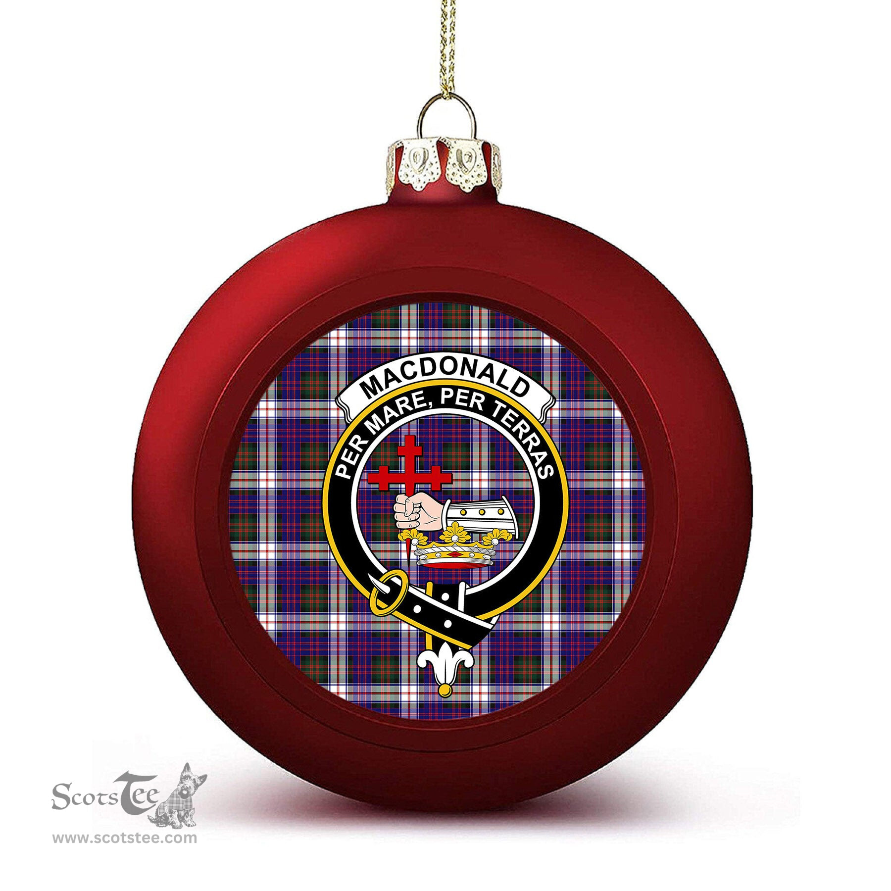 ScotsTee Shop Scottish MacDonald Dress Modern SC Crest Tartan Christmas Ball Ornament