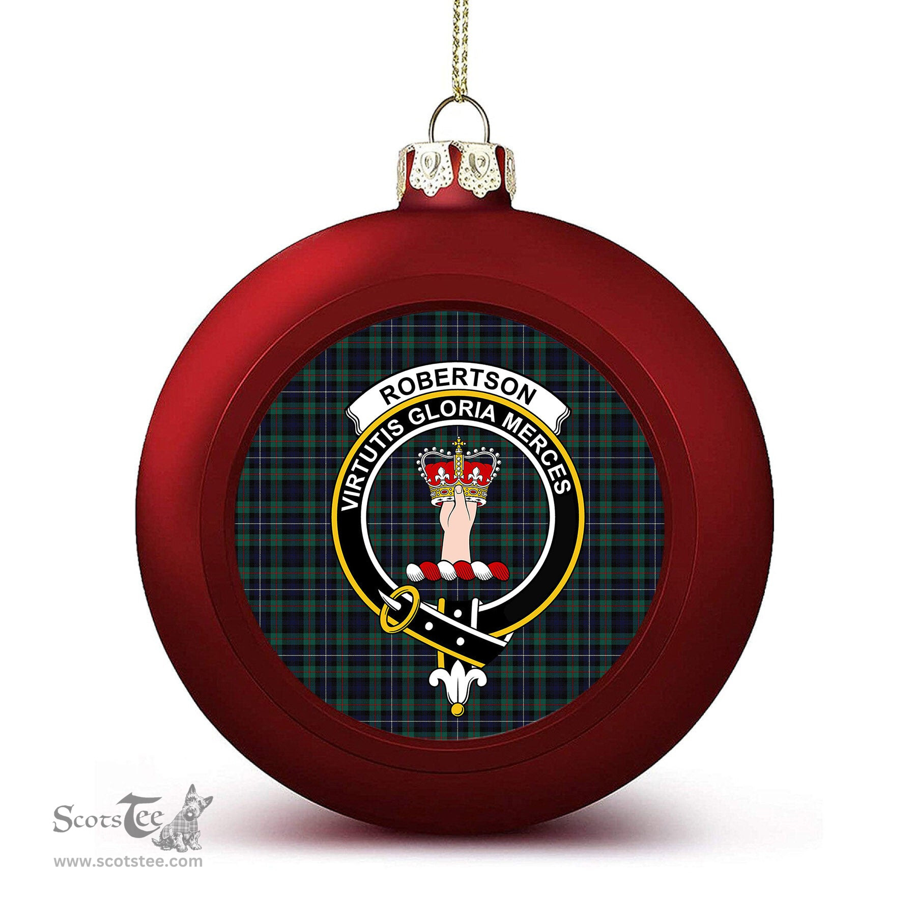 ScotsTee Shop Scottish Robertson Hunting #2 Modern Crest Tartan Christmas Ball Ornament