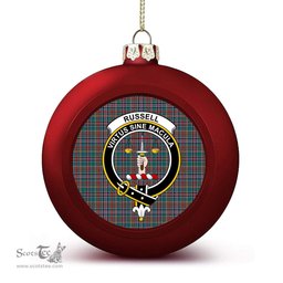 ScotsTee Shop Scottish Russell Old Modern Crest Tartan Christmas Ball Ornament