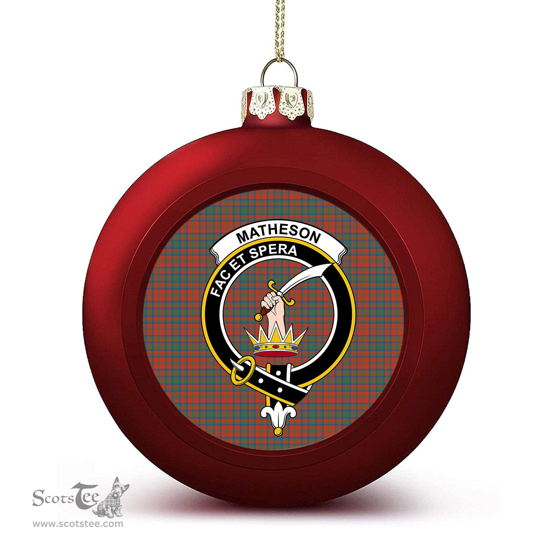 ScotsTee Shop Scottish Matheson Ancient Crest Tartan Christmas Ball Ornament
