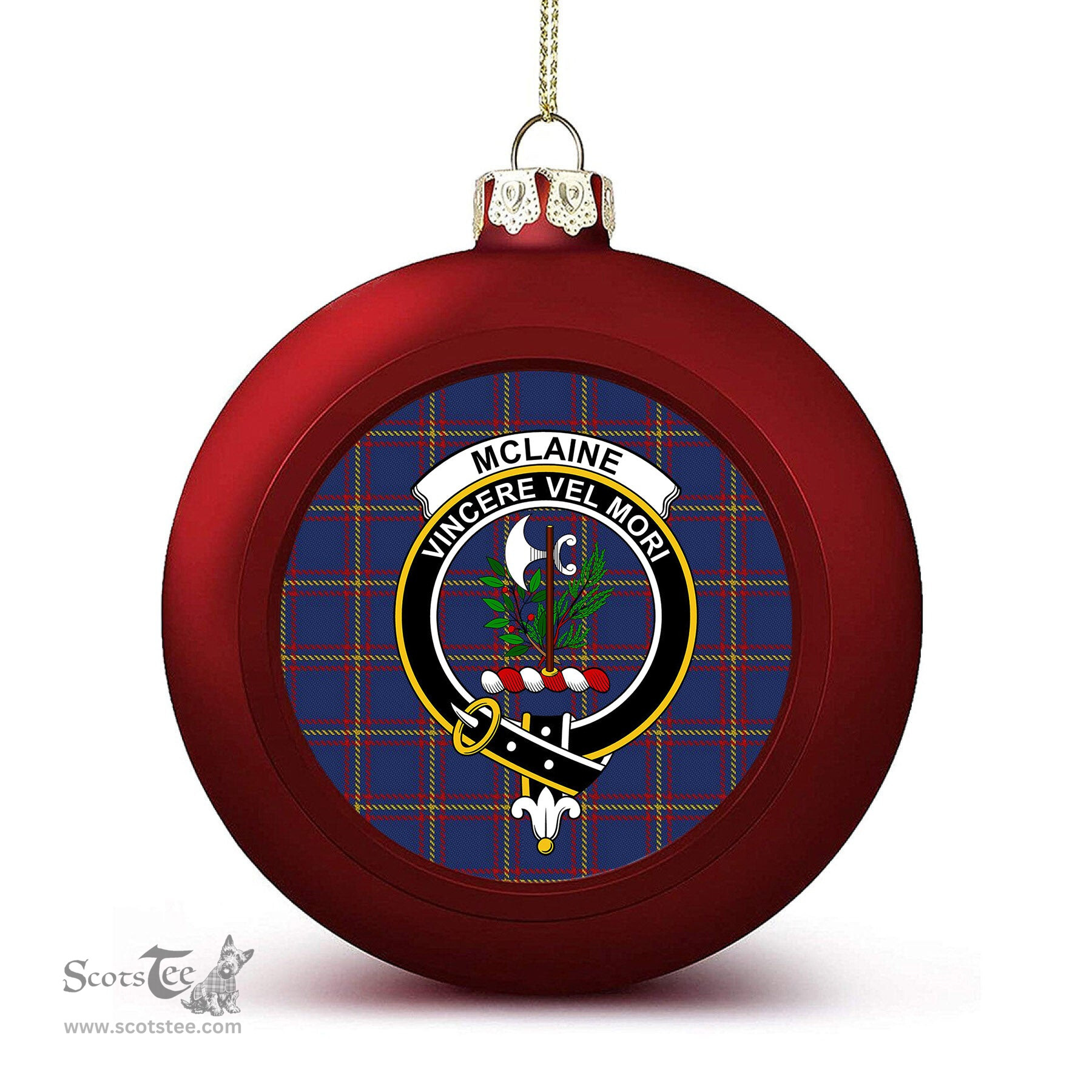 ScotsTee Shop Scottish McLaine of Lochbuie Crest Tartan Christmas Ball Ornament