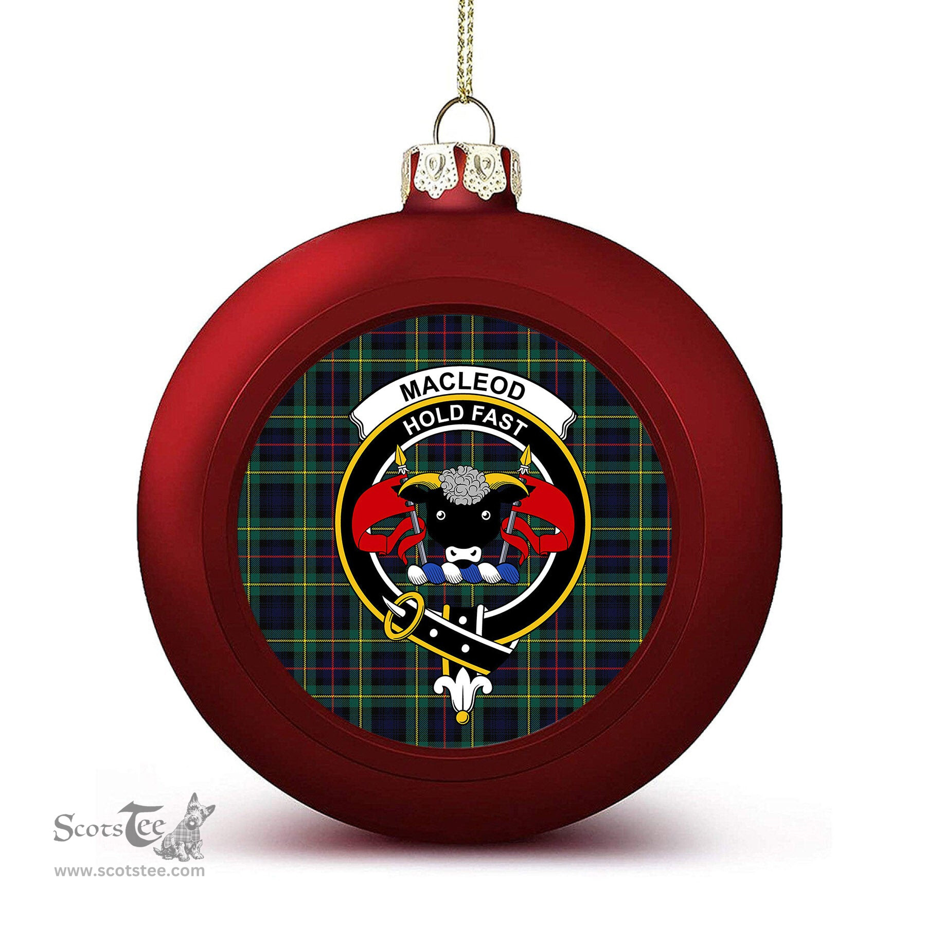 ScotsTee Shop Scottish MacLeod of Skye Modern Crest Tartan Christmas Ball Ornament