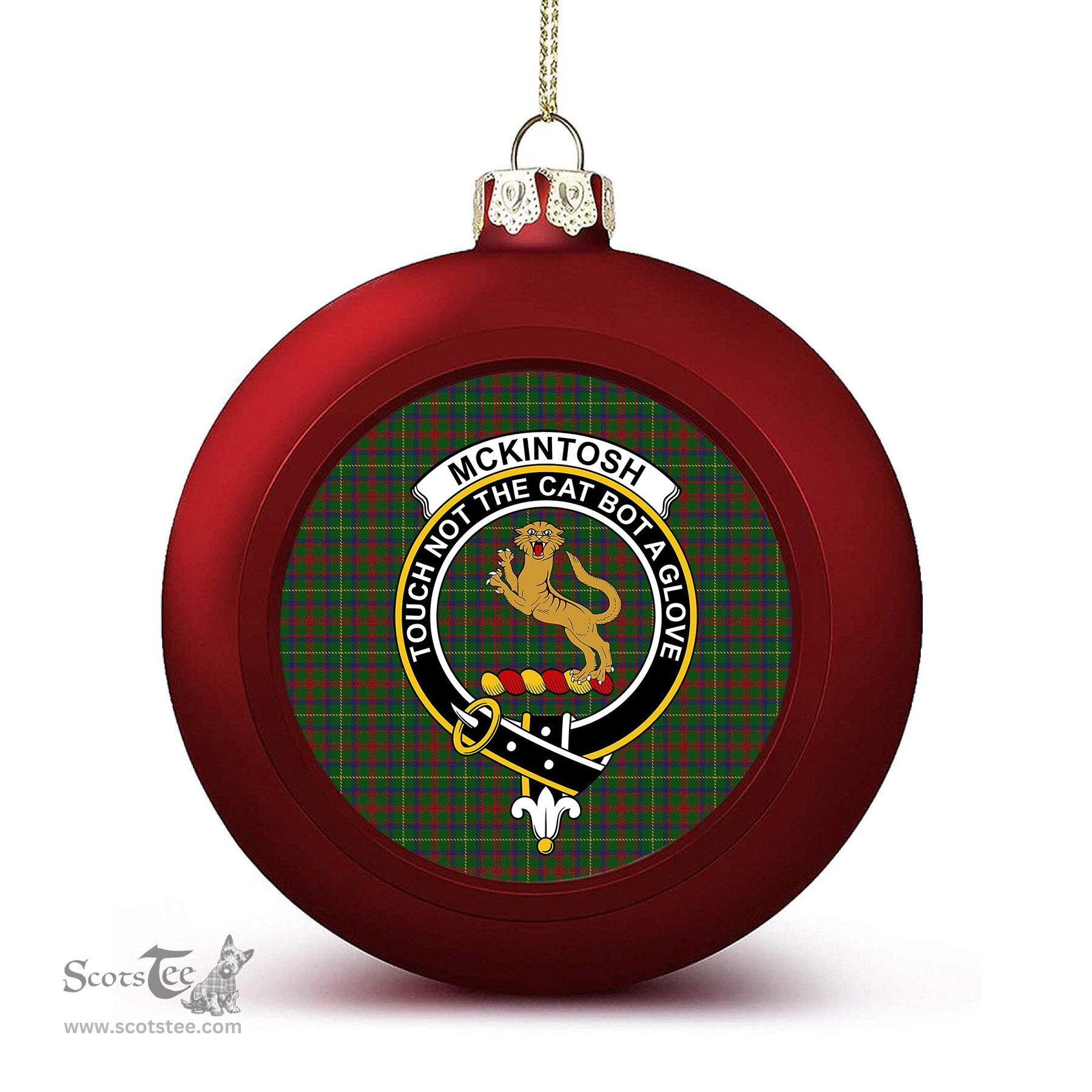 ScotsTee Shop Scottish McKintosh Hunting Crest Tartan Christmas Ball Ornament