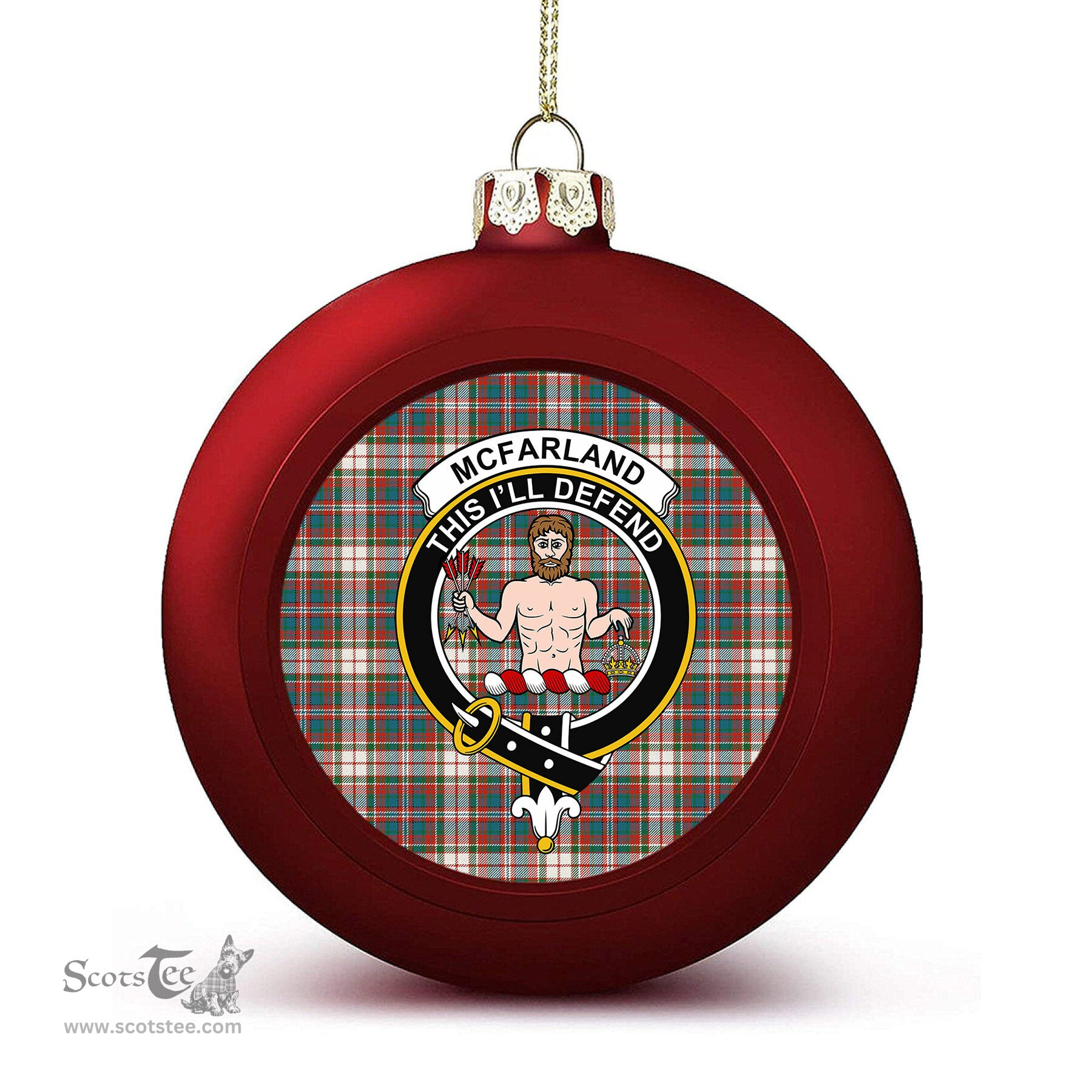 ScotsTee Shop Scottish McFarland Dress Ancient Crest Tartan Christmas Ball Ornament