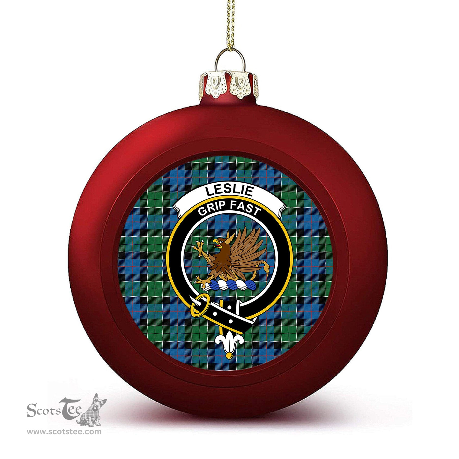 ScotsTee Shop Scottish Leslie Hunting Ancient Crest Tartan Christmas Ball Ornament