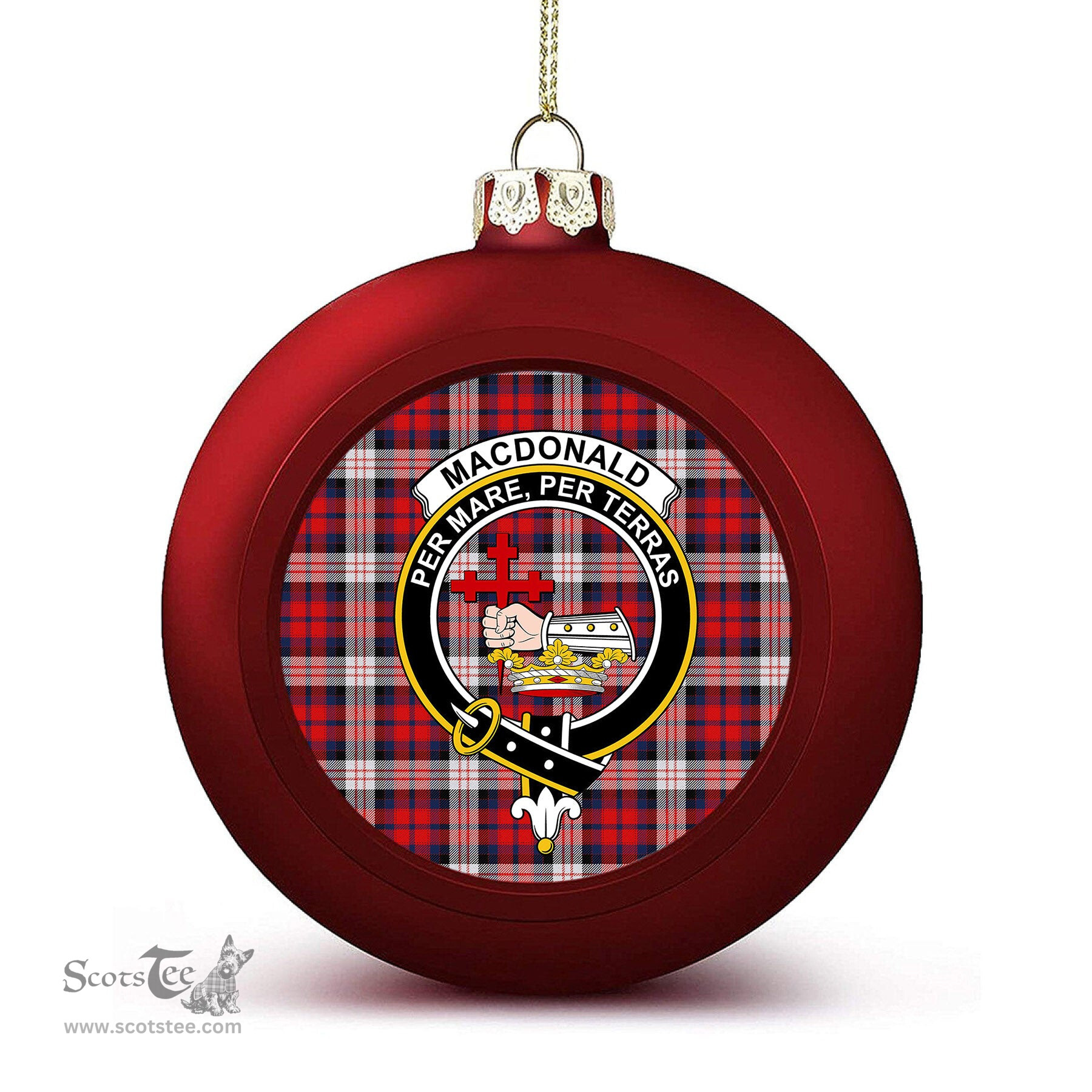 ScotsTee Shop Scottish MacDonald Dress Irish Modern Crest Tartan Christmas Ball Ornament