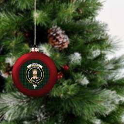 ScotsTee Shop Scottish Menzies Green Crest Tartan Christmas Ball Ornament