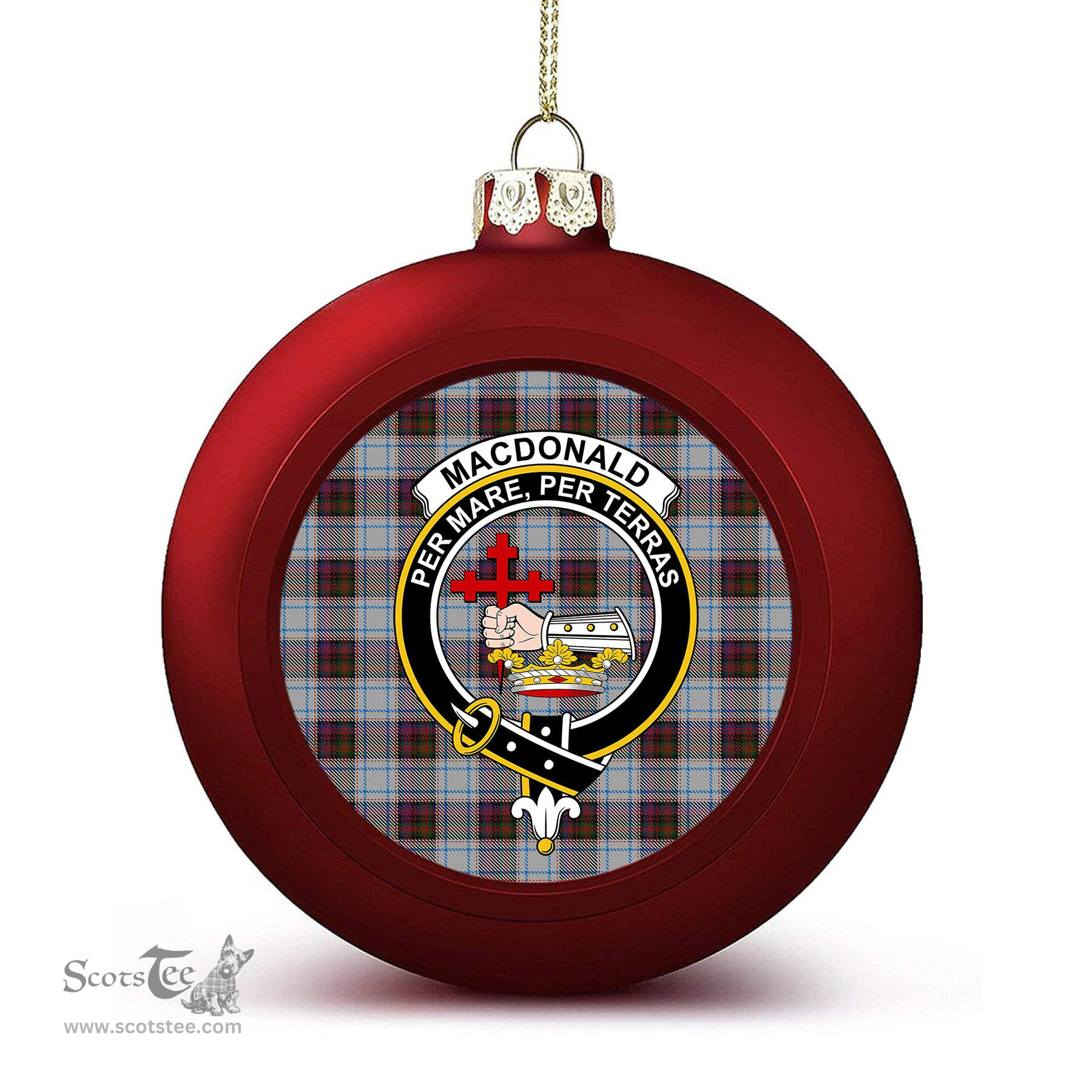 ScotsTee Shop Scottish MacDonald Dress 3 Crest Tartan Christmas Ball Ornament