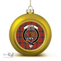 ScotsTee Shop Scottish Leslie Red Ancient Crest Tartan Christmas Ball Ornament