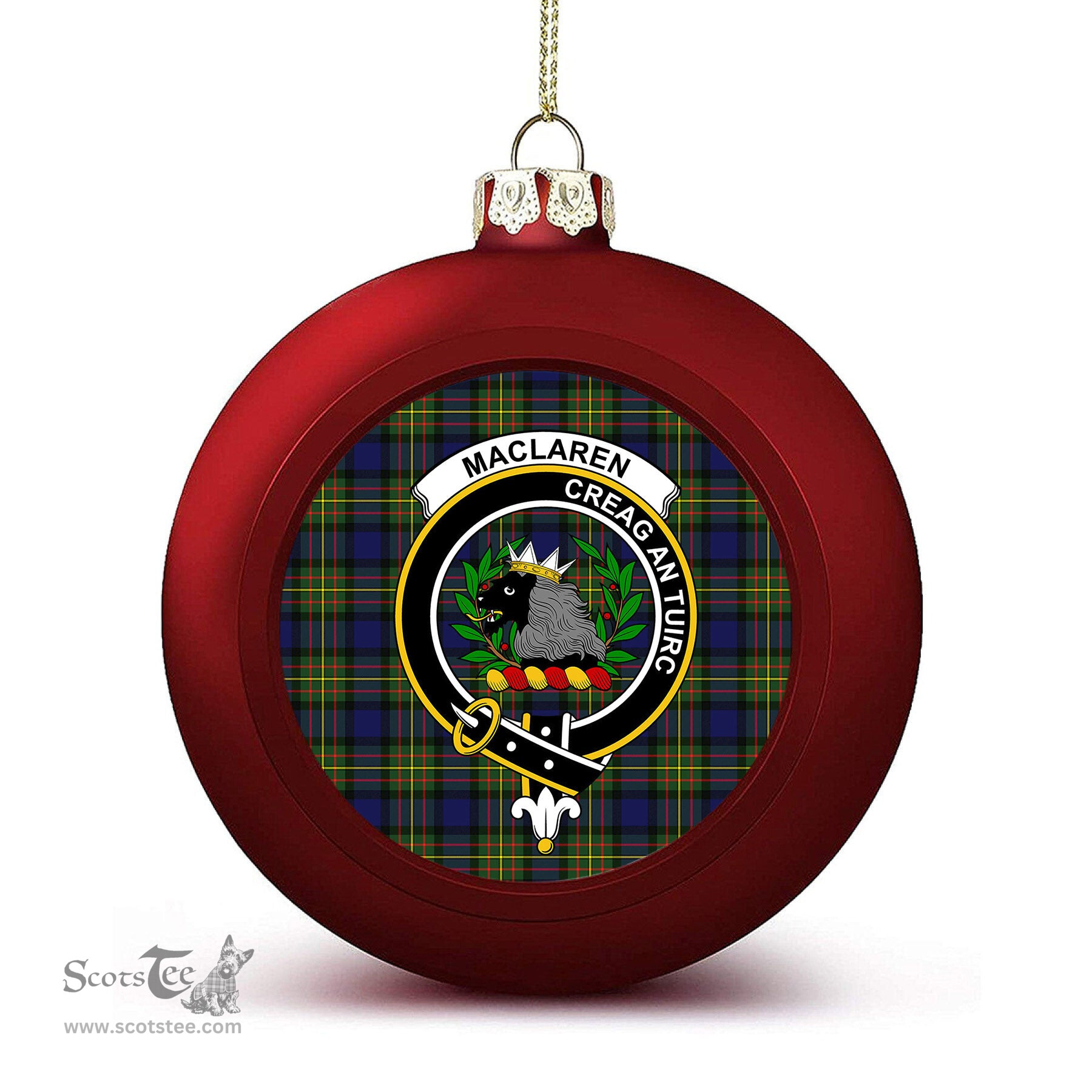 ScotsTee Shop Scottish MacLaren Modern Crest Tartan Christmas Ball Ornament