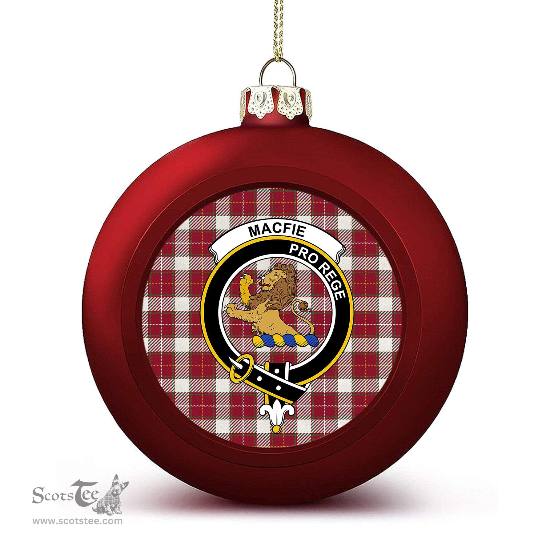 ScotsTee Shop Scottish MacFie Dress Modern Crest Tartan Christmas Ball Ornament