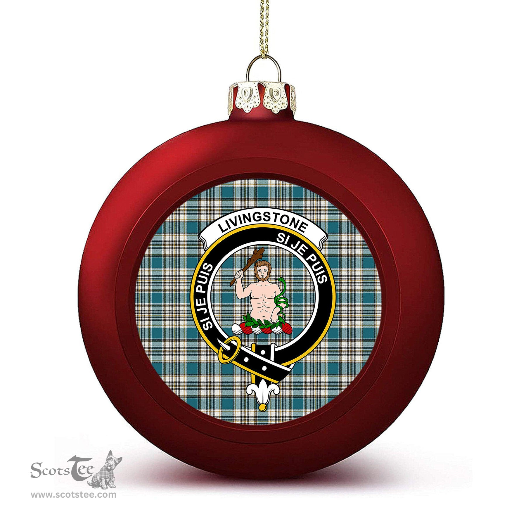 ScotsTee Shop Scottish Livingstone Dress Ancient Crest Tartan Christmas Ball Ornament