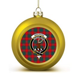ScotsTee Shop Scottish MacPhail Blue Bands Modern Crest Tartan Christmas Ball Ornament