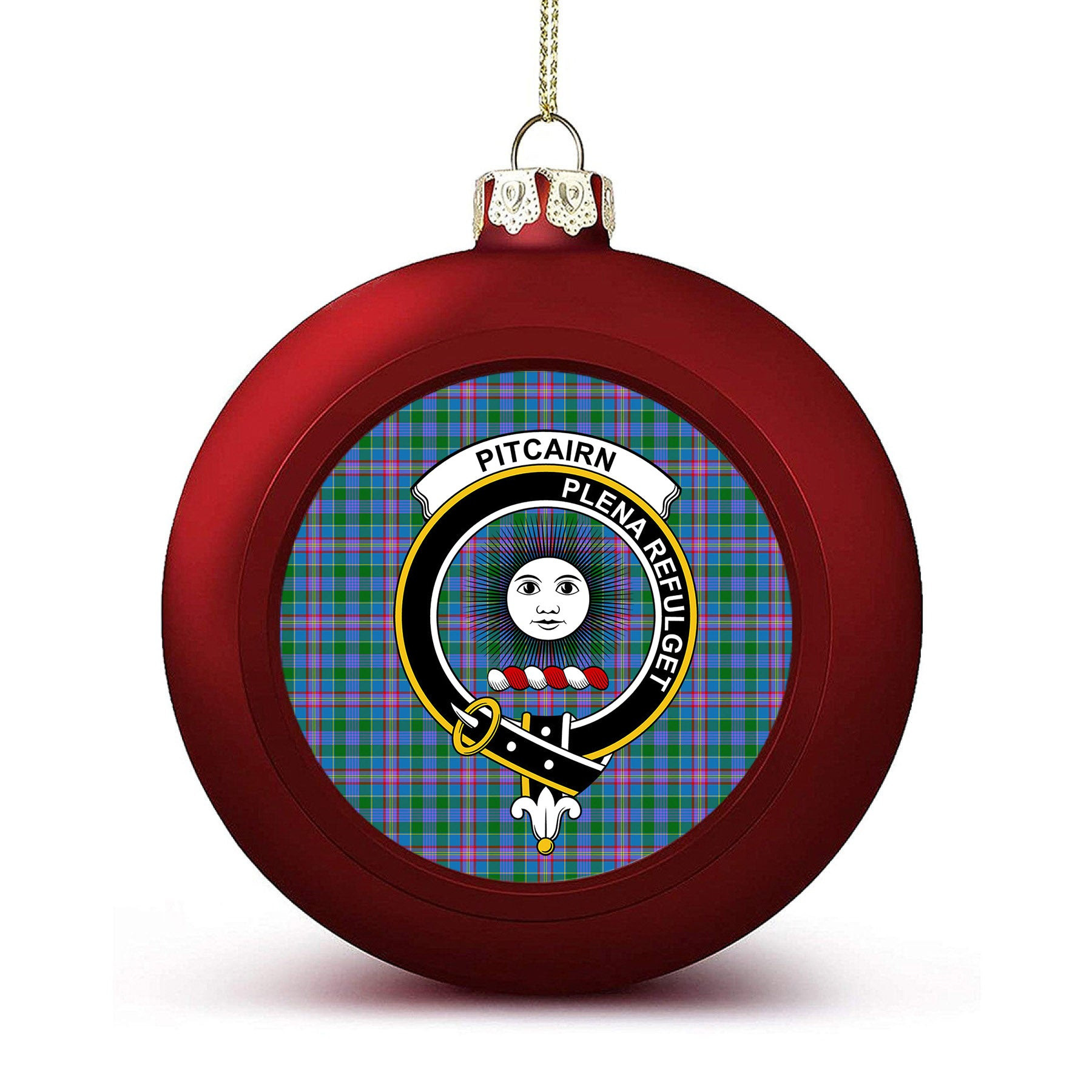 ScotsTee Shop Scottish Pitcairn Hunting Crest Tartan Christmas Ball Ornament