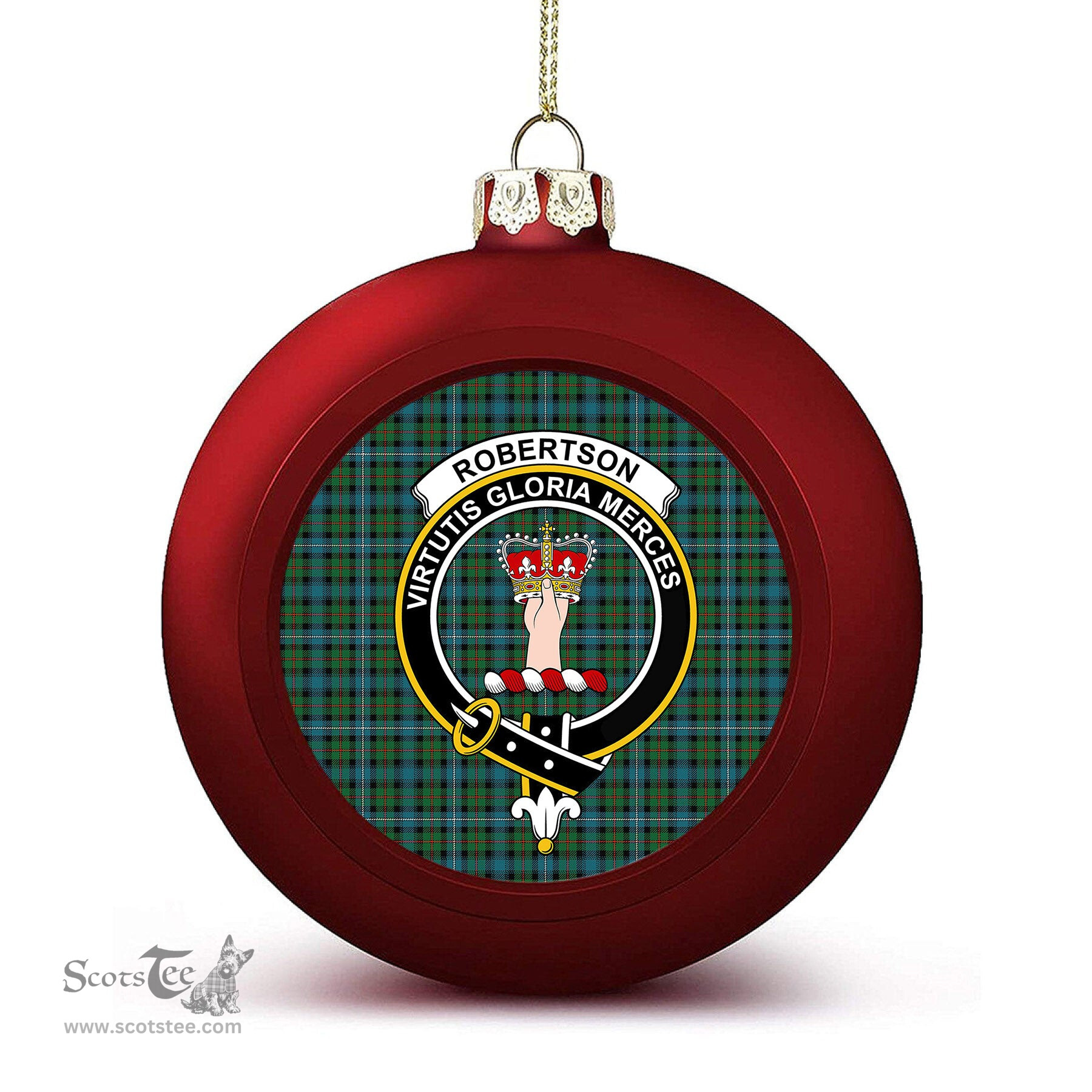 ScotsTee Shop Scottish Robertson Hunting Ancient Clan Crest Tartan Christmas Ball Ornament
