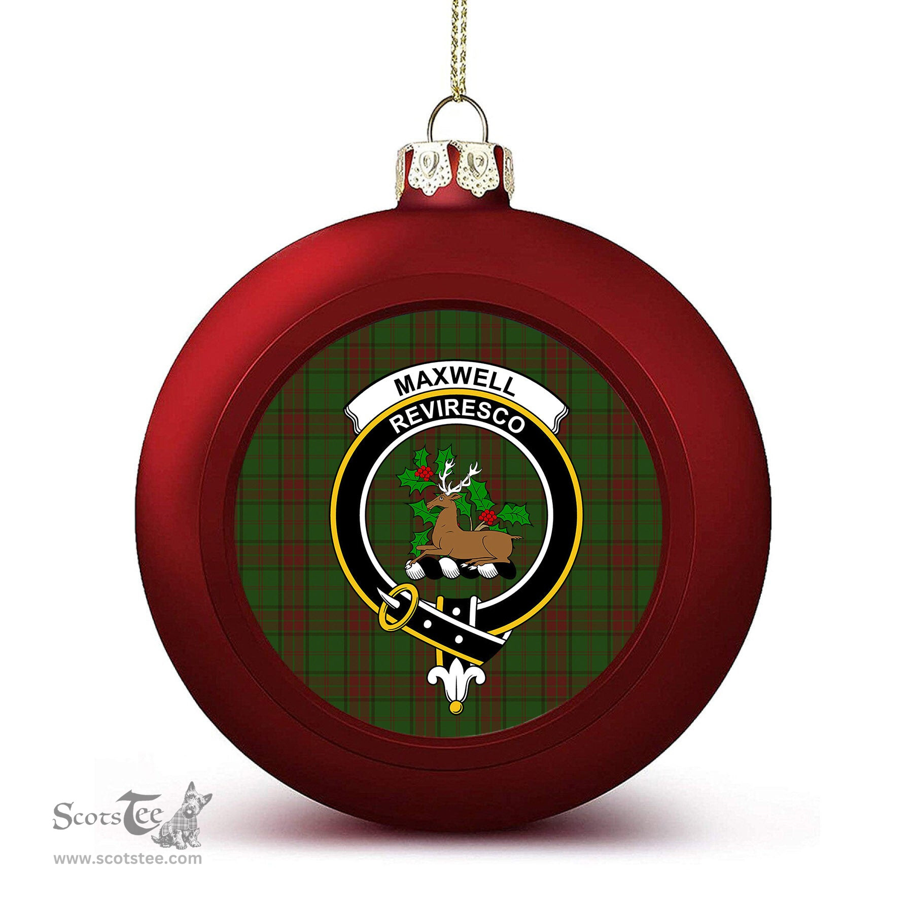 ScotsTee Shop Scottish Maxwell Hunting SC Crest Tartan Christmas Ball Ornament