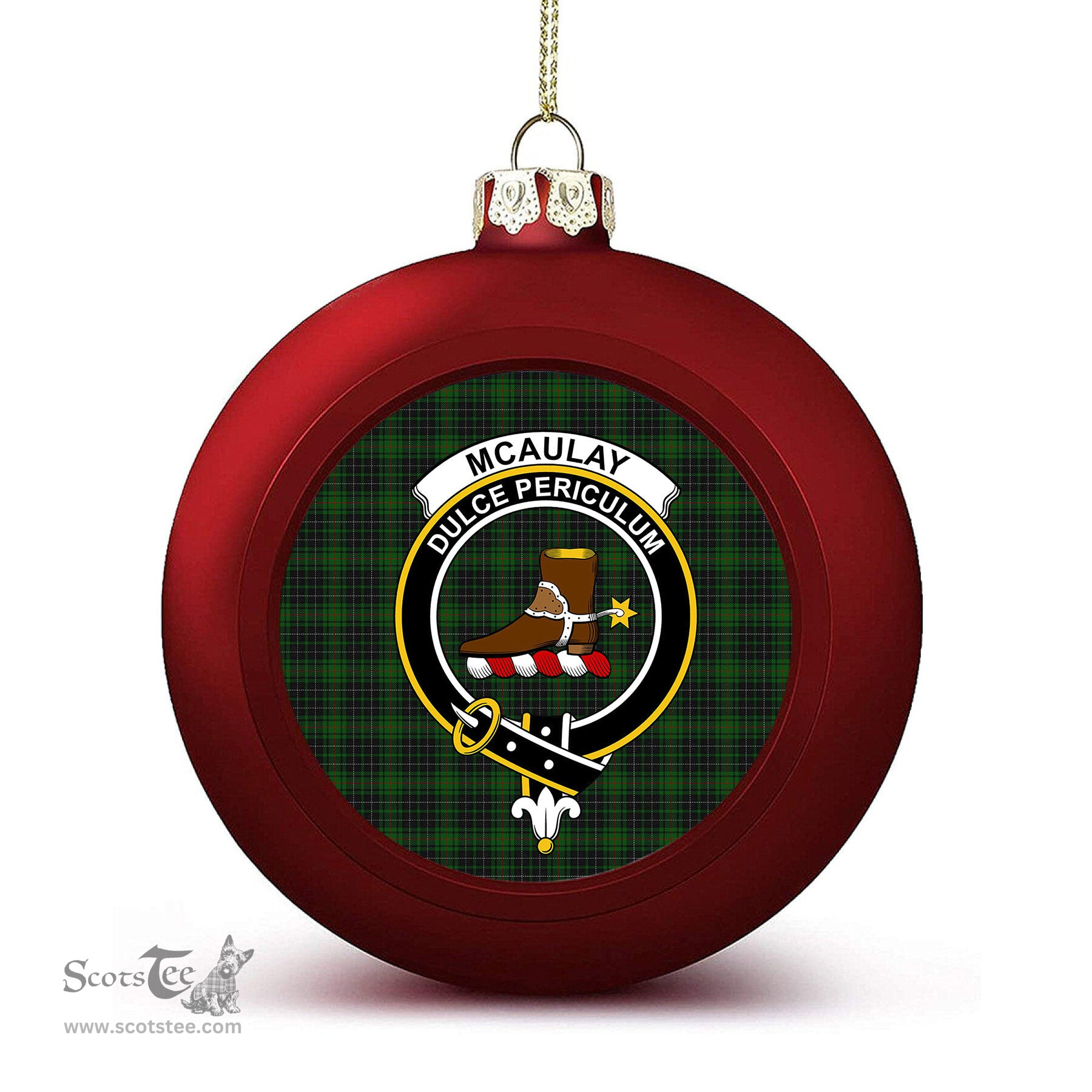 ScotsTee Shop Scottish McAulay Hunting Crest Tartan Christmas Ball Ornament