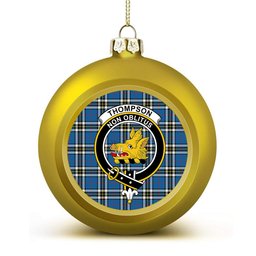 ScotsTee Shop Scottish Thompson Society Dress Blue Modern Crest Tartan Christmas Ball Ornament