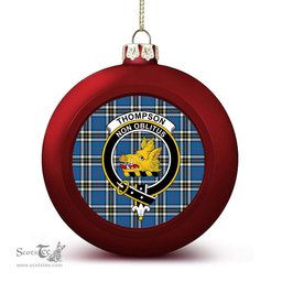 ScotsTee Shop Scottish Thompson Society Dress Blue Modern Crest Tartan Christmas Ball Ornament