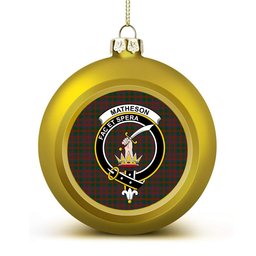 ScotsTee Shop Scottish Matheson Hunting STS incomplete sett Crest Tartan Christmas Ball Ornament