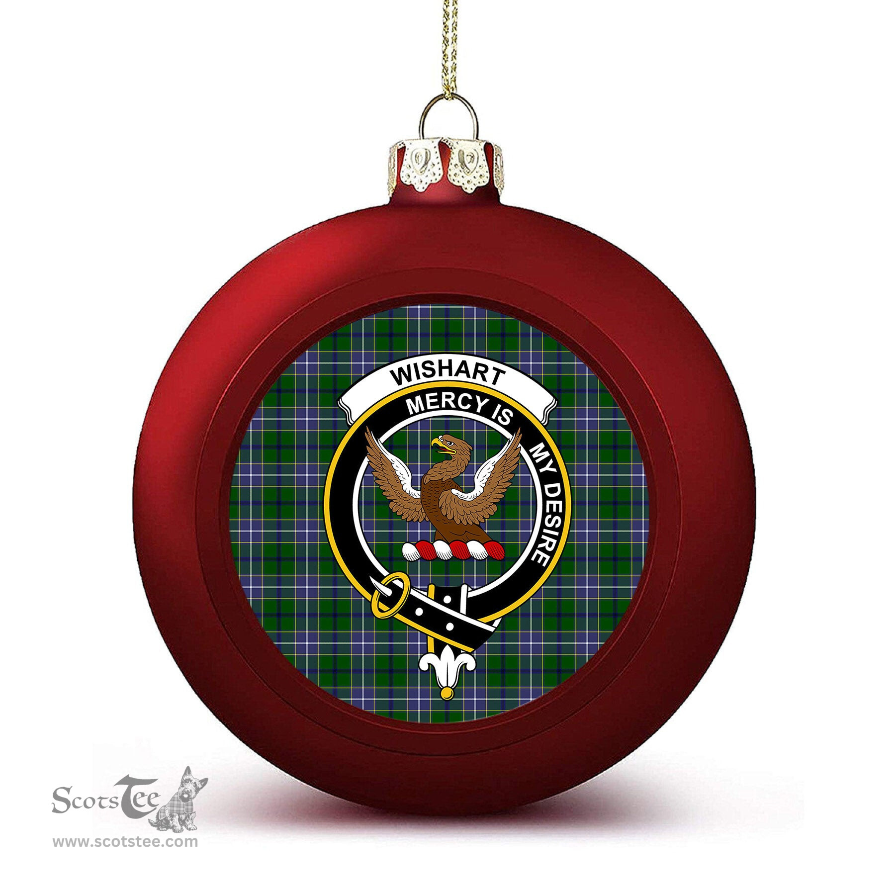 ScotsTee Shop Scottish Wishart Hunting SC Crest Tartan Christmas Ball Ornament