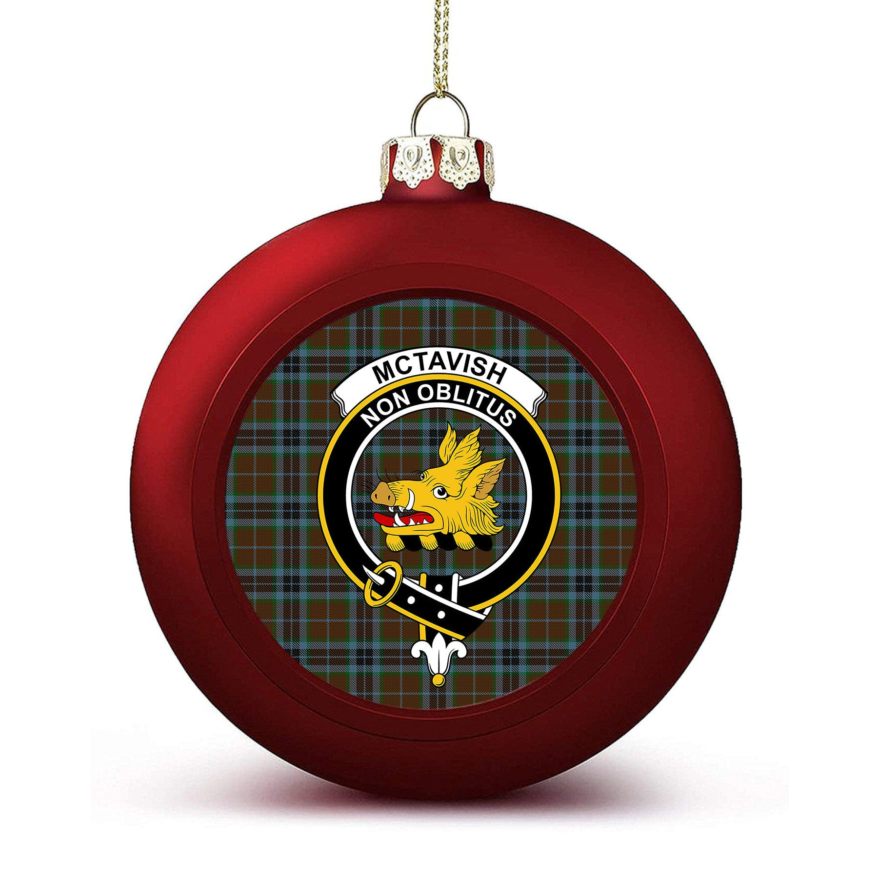 ScotsTee Shop Scottish McTavish Hunting Crest Tartan Christmas Ball Ornament