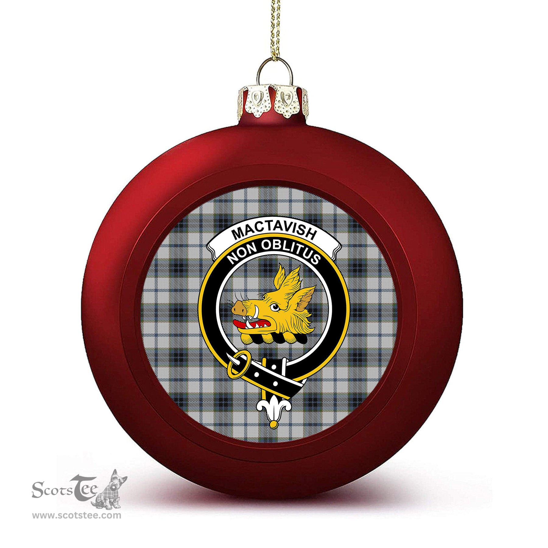 ScotsTee Shop Scottish MacTavish of Dunardry Dress Crest Tartan Christmas Ball Ornament