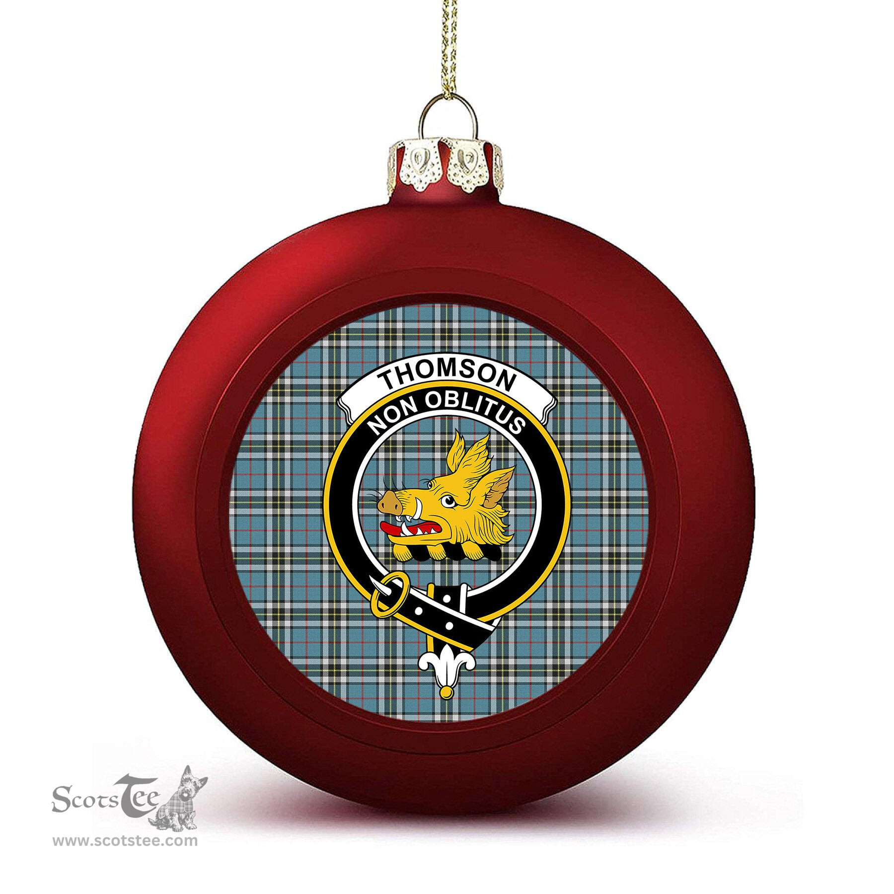 ScotsTee Shop Scottish Thomson Dress TS1383 Crest Tartan Christmas Ball Ornament
