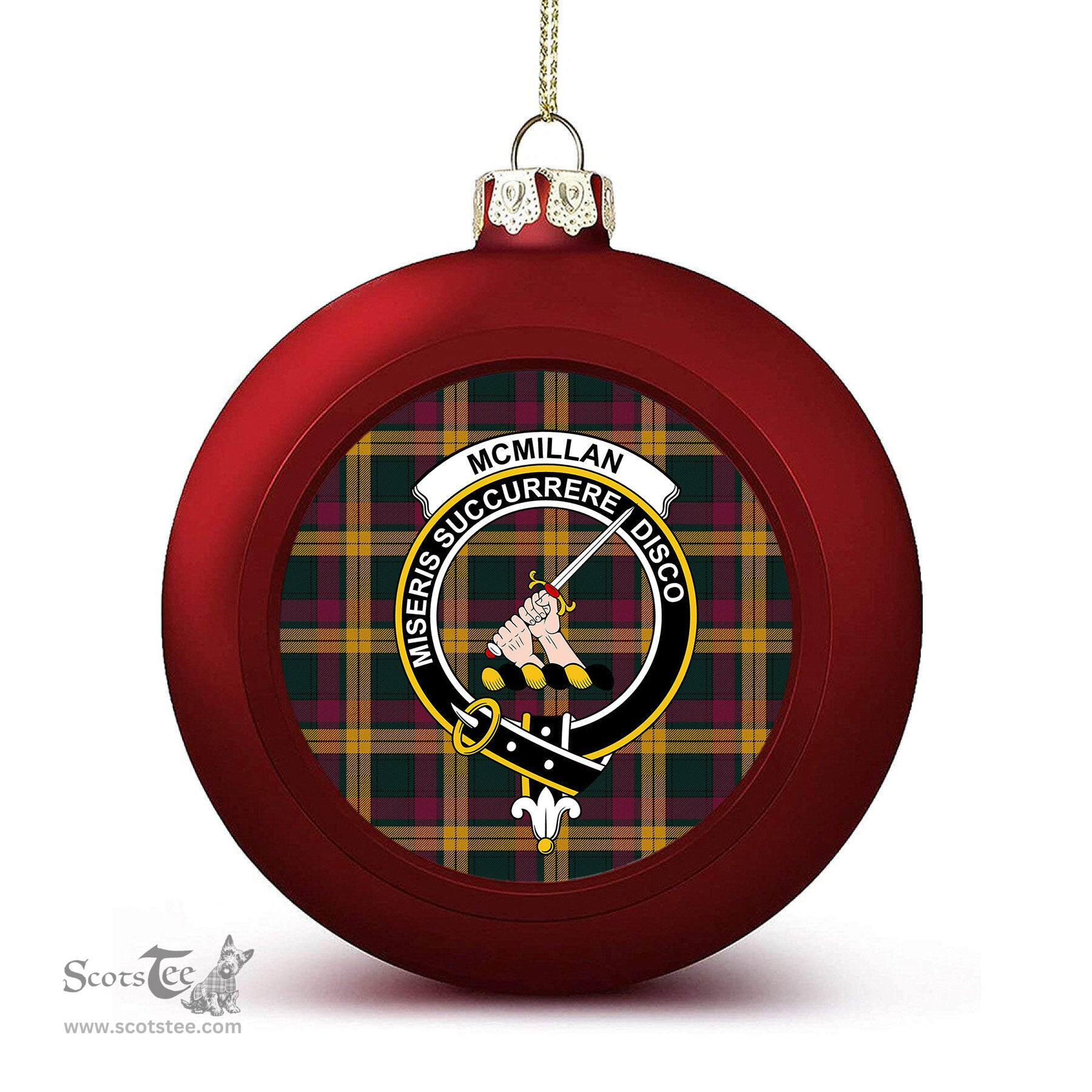 ScotsTee Shop Scottish McMillan Modern Crest Tartan Christmas Ball Ornament