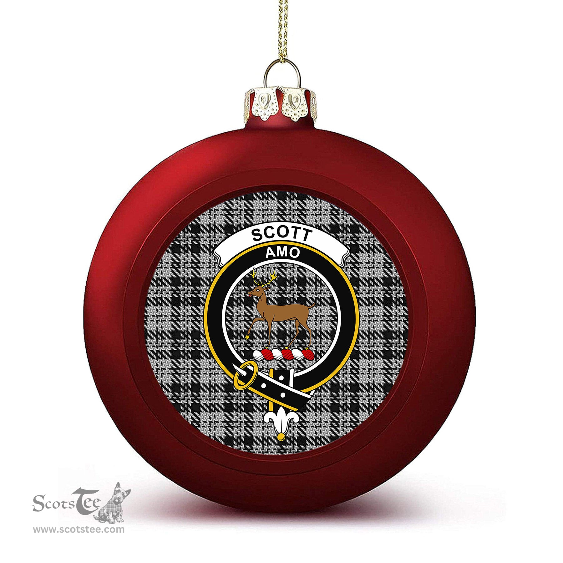 ScotsTee Shop Scottish Scott Abbreviated Crest Tartan Christmas Ball Ornament
