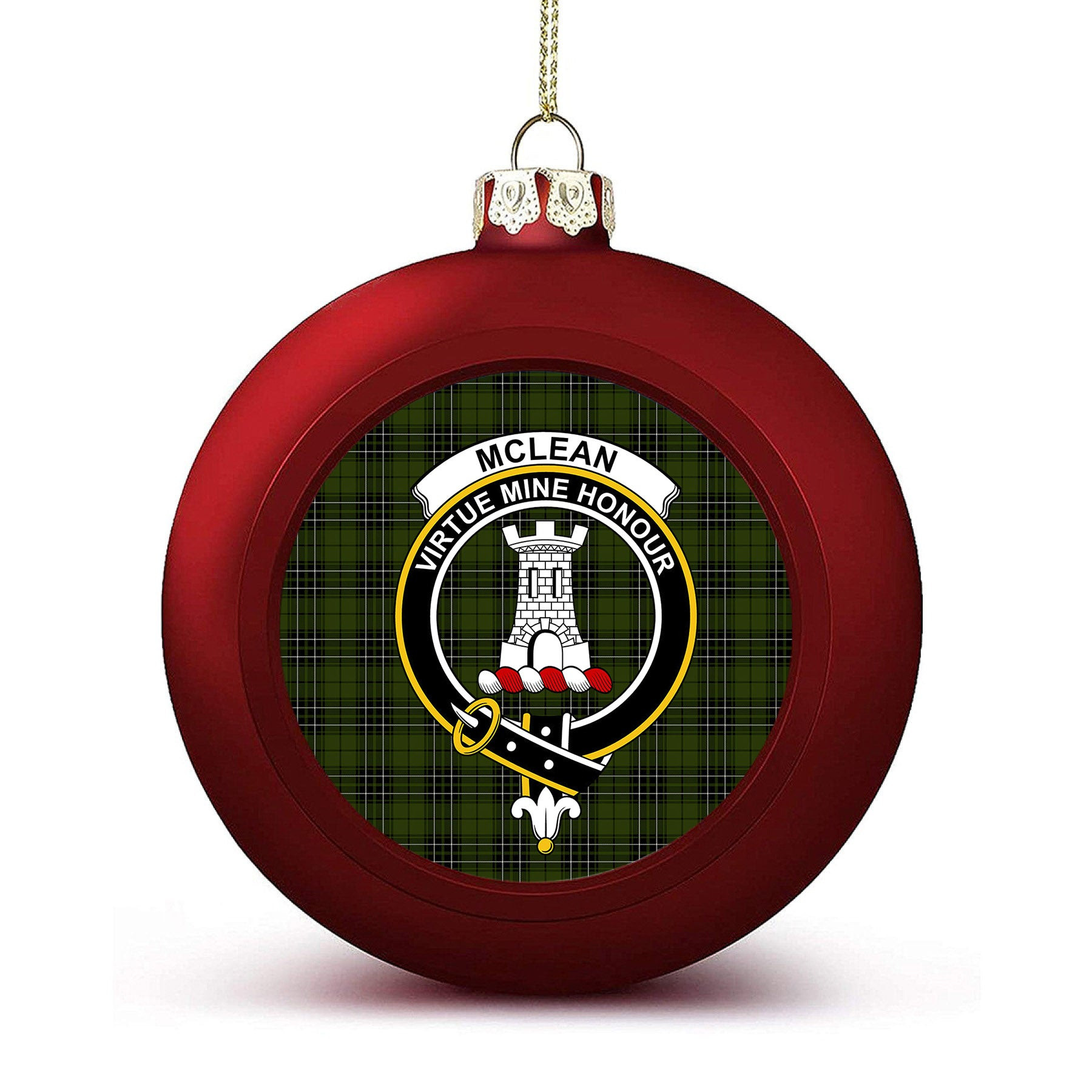 ScotsTee Shop Scottish McLean Hunting Crest Tartan Christmas Ball Ornament