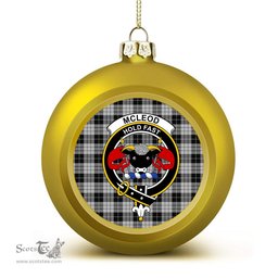 ScotsTee Shop Scottish McLeod Black and White Crest Tartan Christmas Ball Ornament