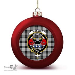 ScotsTee Shop Scottish McLeod Black and White Crest Tartan Christmas Ball Ornament