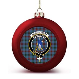 ScotsTee Shop Scottish Montgomery of Ayrshire Ancient Crest Tartan Christmas Ball Ornament