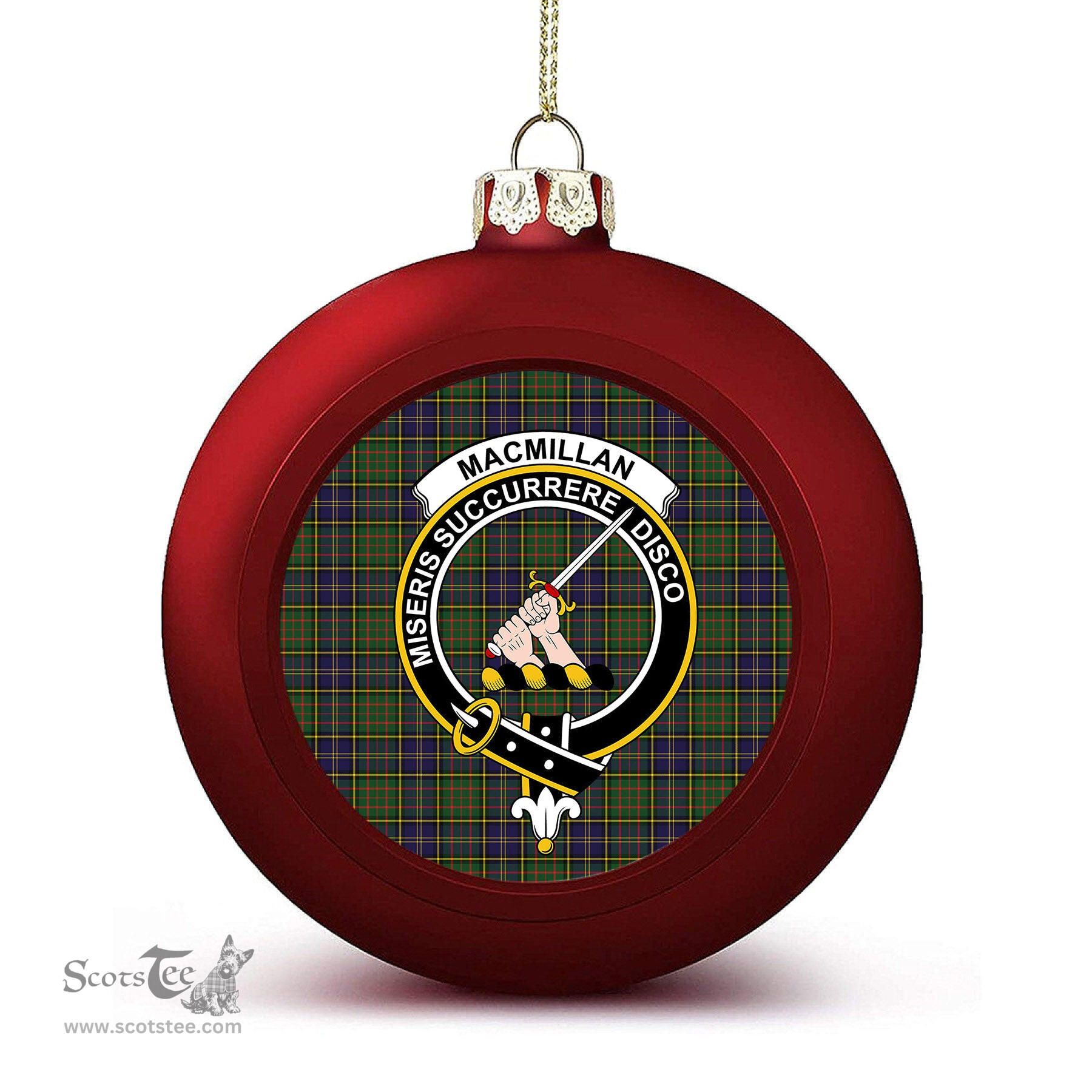 ScotsTee Shop Scottish MacMillan Hunting Modern SC Crest Tartan Christmas Ball Ornament