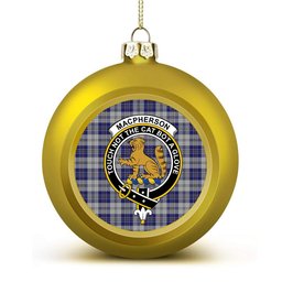ScotsTee Shop Scottish MacPherson Dress Blue Crest Tartan Christmas Ball Ornament