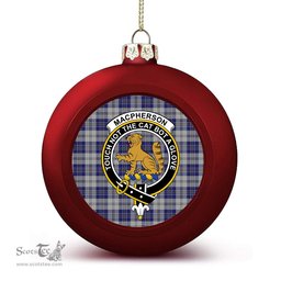 ScotsTee Shop Scottish MacPherson Dress Blue Crest Tartan Christmas Ball Ornament