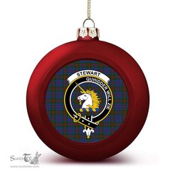 ScotsTee Shop Scottish Stewart of Appin 2 Crest Tartan Christmas Ball Ornament