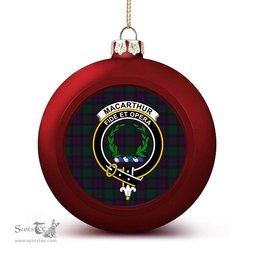 ScotsTee Shop Scottish MacArthur of Milton Hunting Crest Tartan Christmas Ball Ornament