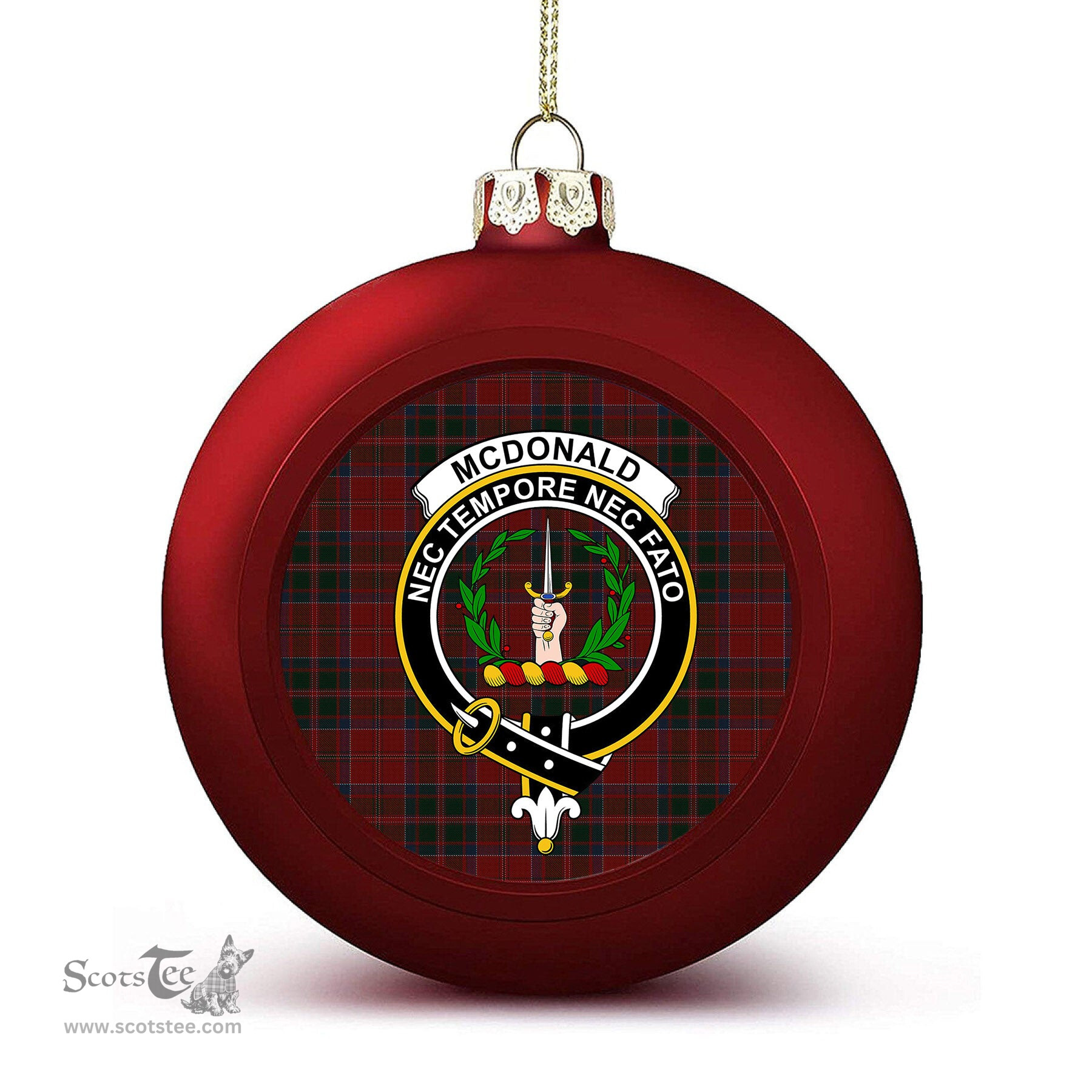 ScotsTee Shop Scottish McDonald of Glencoe Crest Tartan Christmas Ball Ornament