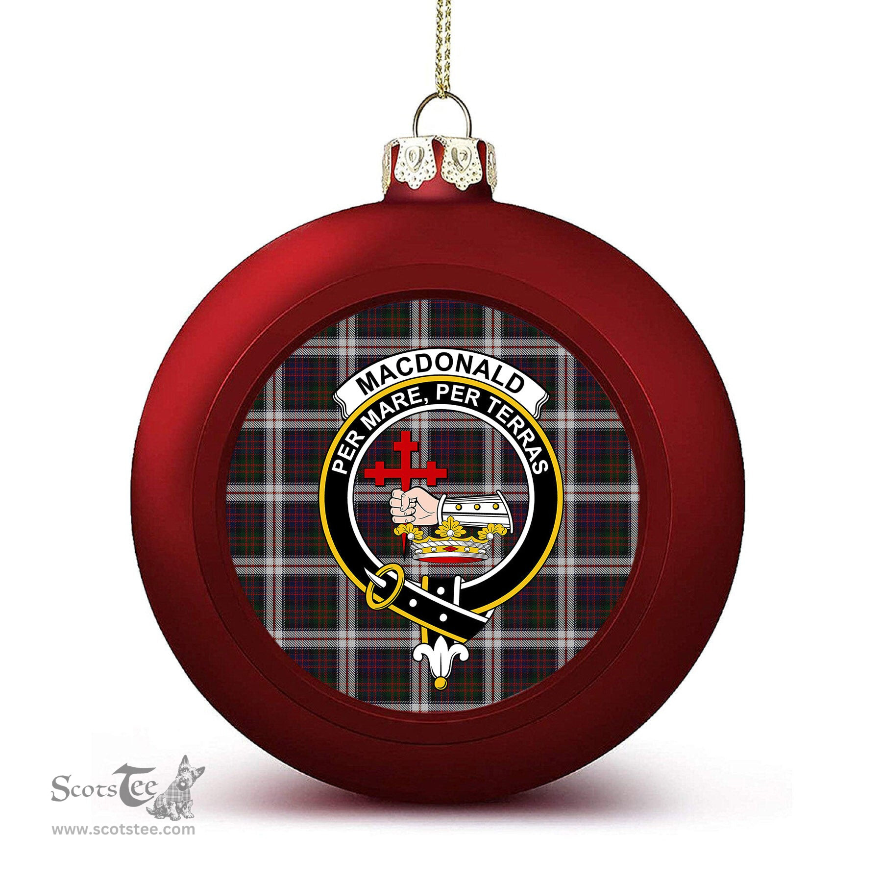ScotsTee Shop Scottish MacDonald Dress Crest Tartan Christmas Ball Ornament