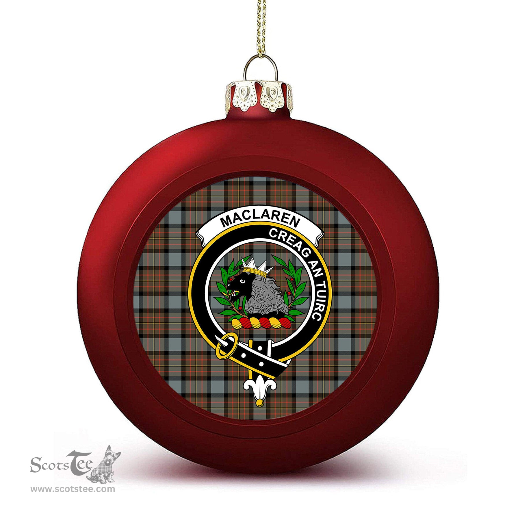 ScotsTee Shop Scottish MacLaren Weathered Crest Tartan Christmas Ball Ornament
