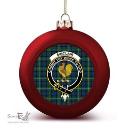 ScotsTee Shop Scottish Sinclair of Ulster Modern Crest Tartan Christmas Ball Ornament