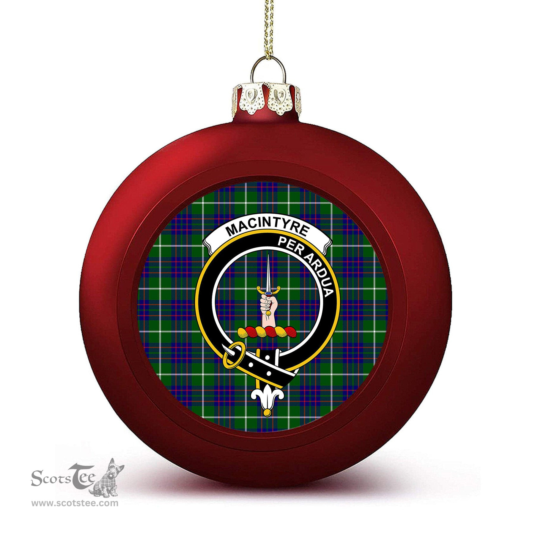 ScotsTee Shop Scottish MacIntyre Hunting Modern Crest Tartan Christmas Ball Ornament