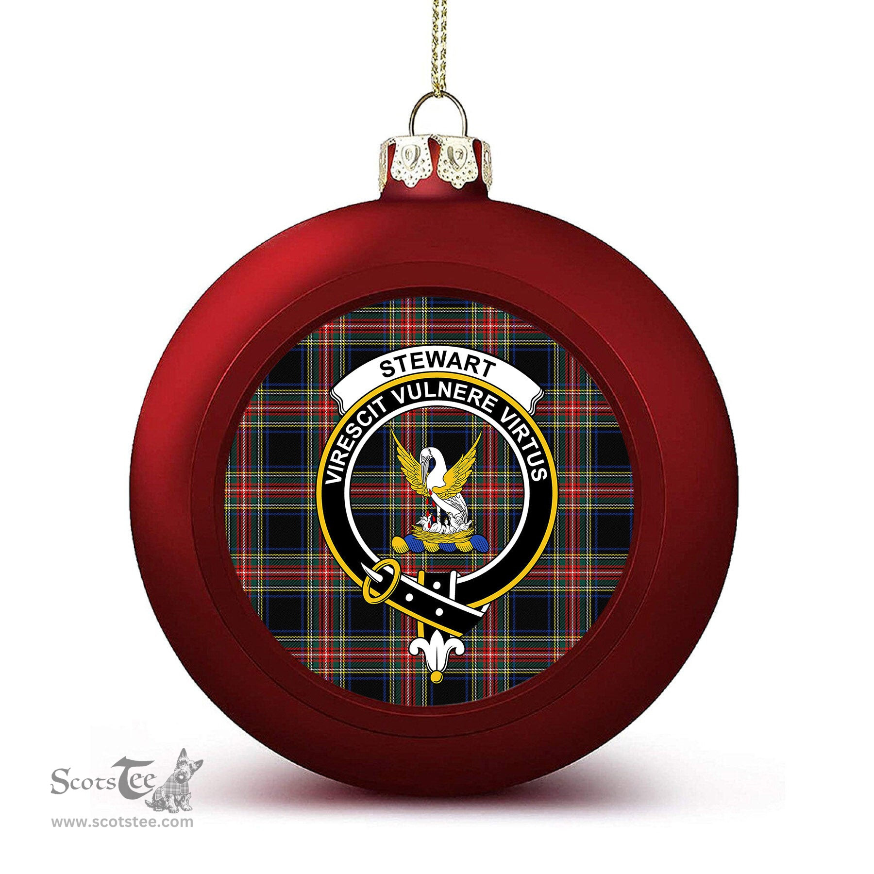 ScotsTee Shop Scottish Stewart Black Modern Crest Tartan Christmas Ball Ornament