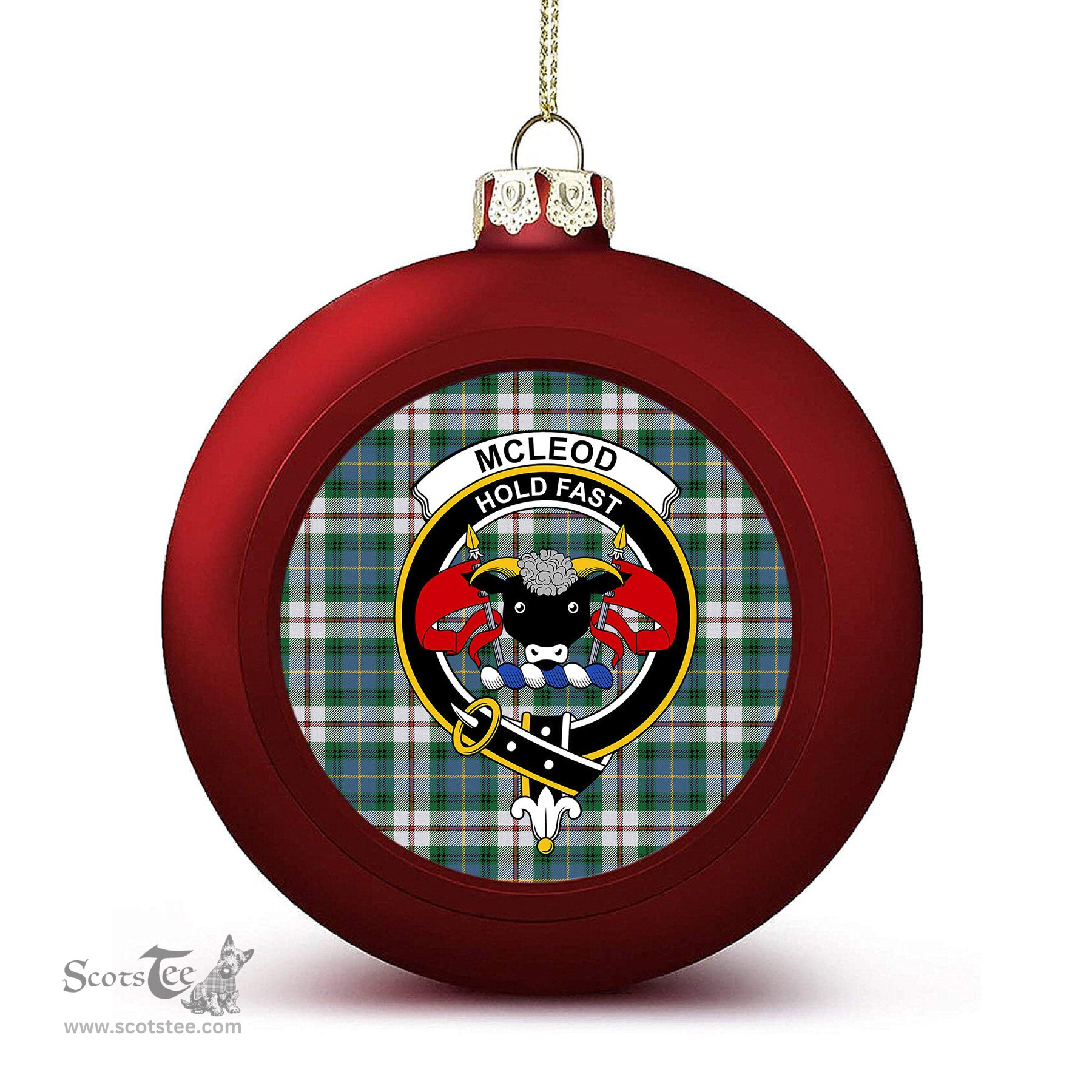 ScotsTee Shop Scottish McLeod Of Californian Ancient Crest Tartan Christmas Ball Ornament