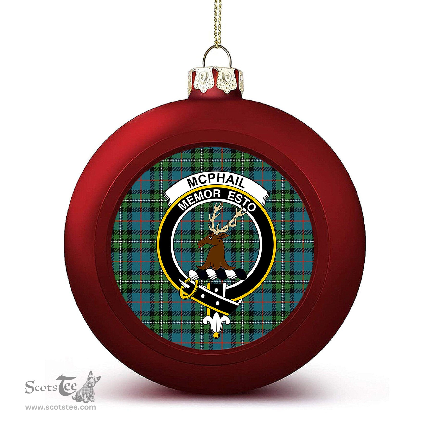 ScotsTee Shop Scottish McPhail Hunting Ancient Crest Tartan Christmas Ball Ornament